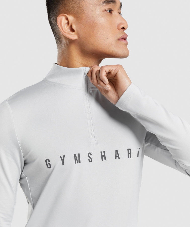 Gymshark Spor şerit 1/4 Zip Açık Gri