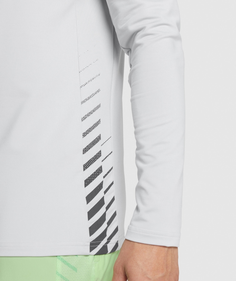 Gymshark Spor şerit 1/4 Zip Açık Gri