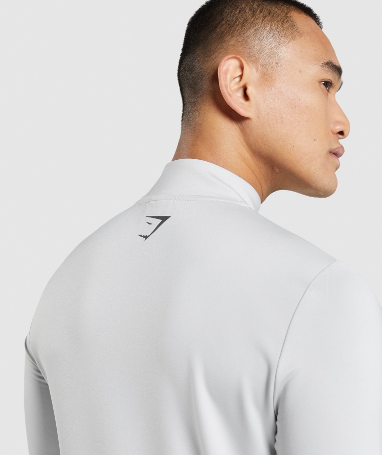 Gymshark Spor şerit 1/4 Zip Açık Gri