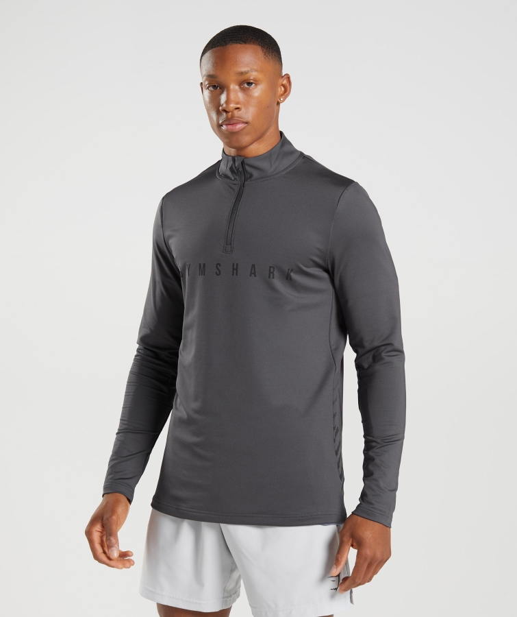 Gymshark Spor şerit 1/4 Zip Oniks Gri