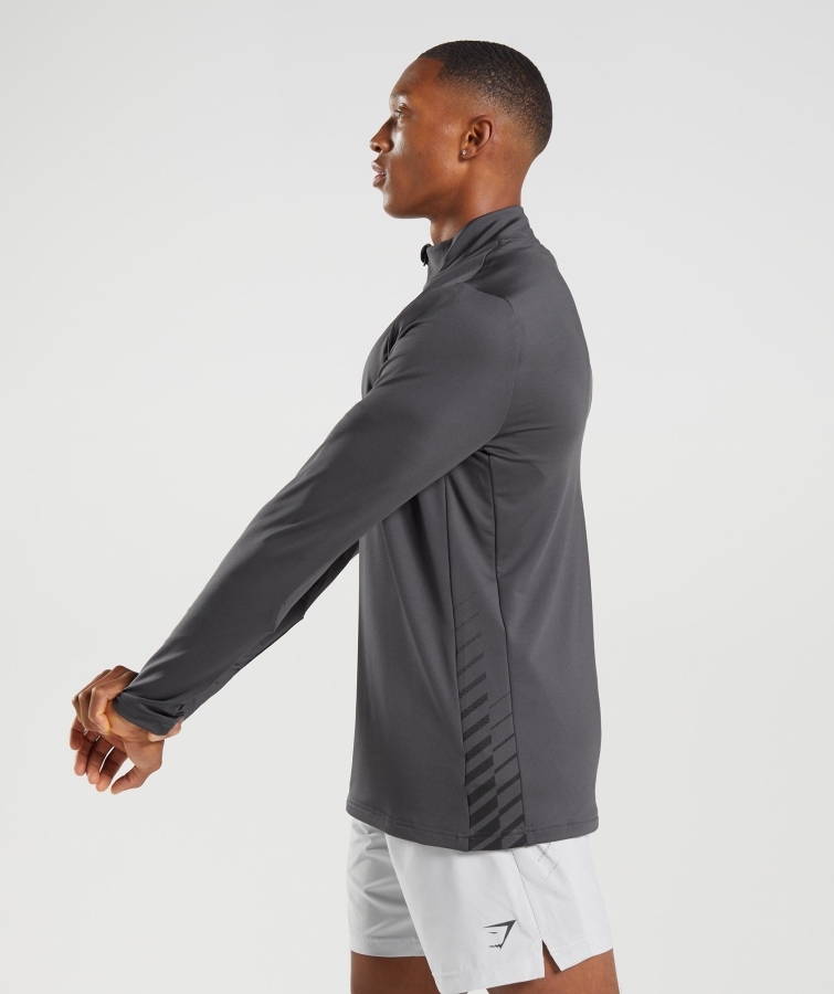 Gymshark Spor şerit 1/4 Zip Oniks Gri