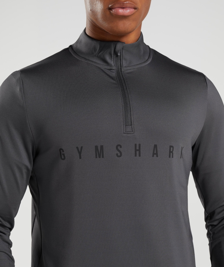 Gymshark Spor şerit 1/4 Zip Oniks Gri