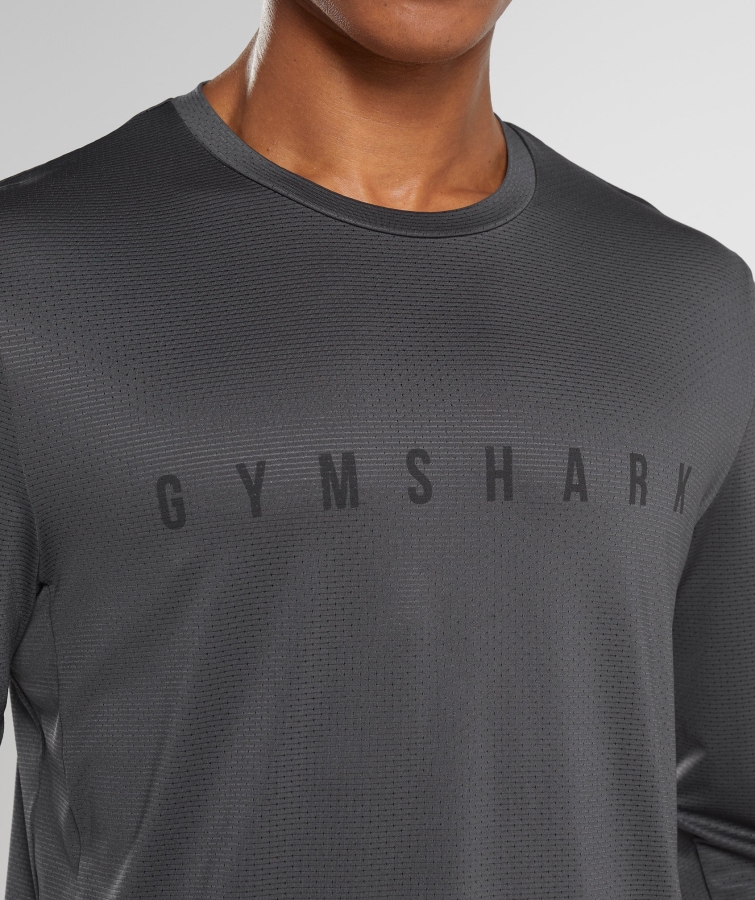 Gymshark Spor şerit Uzun Kollu T-shirt Oniks Gri