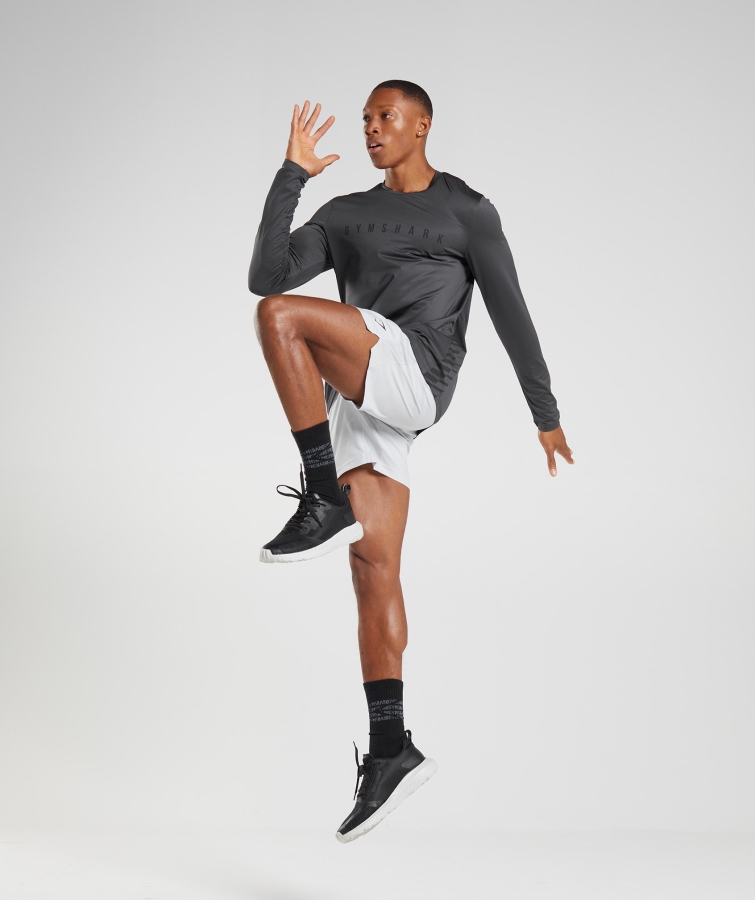 Gymshark Spor şerit Uzun Kollu T-shirt Oniks Gri