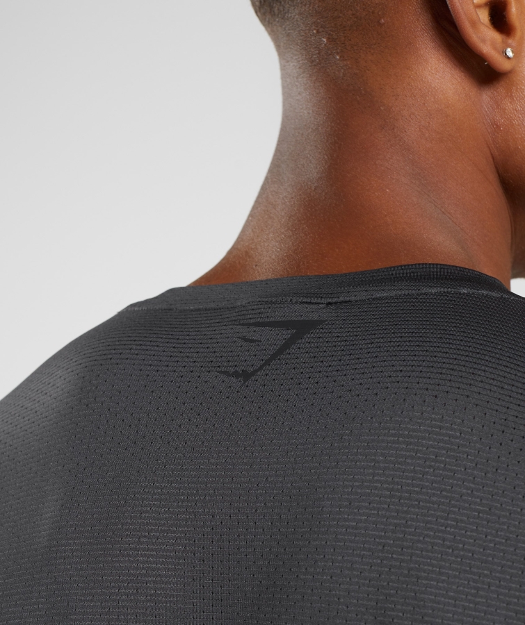 Gymshark Spor şerit Uzun Kollu T-shirt Oniks Gri