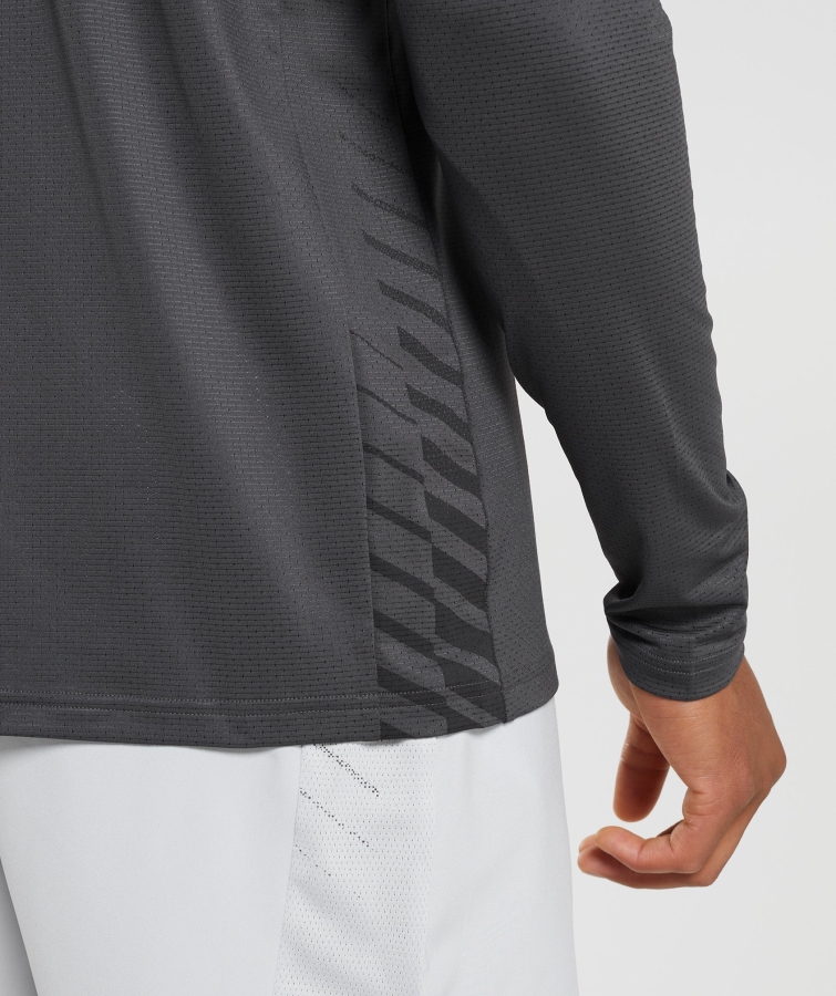 Gymshark Spor şerit Uzun Kollu T-shirt Oniks Gri