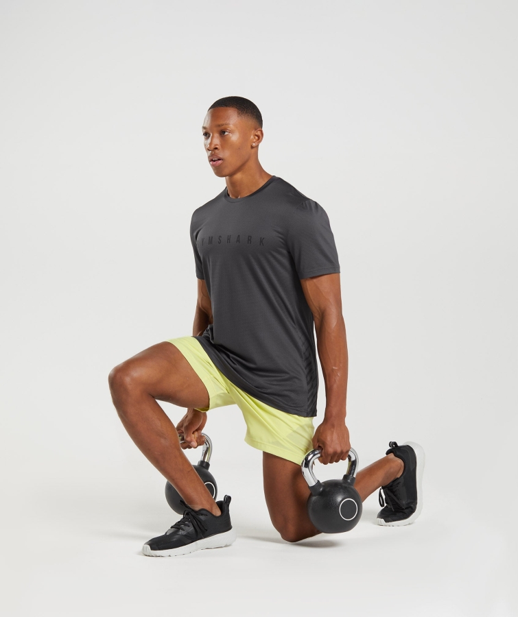 Gymshark Spor çizgili Tişört Oniks Grisi