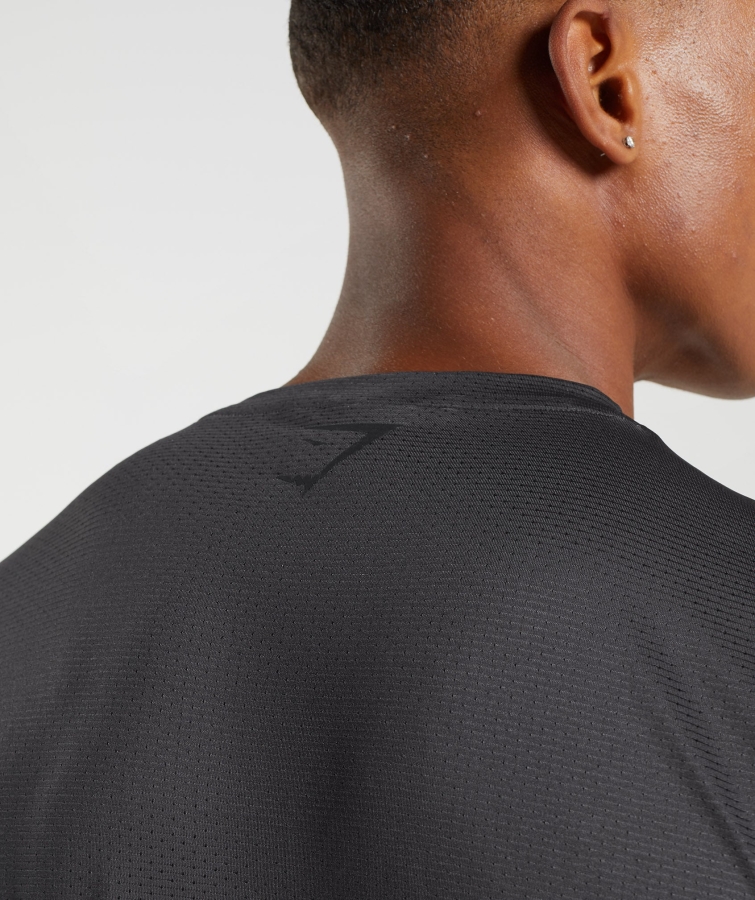 Gymshark Spor çizgili Tişört Oniks Grisi