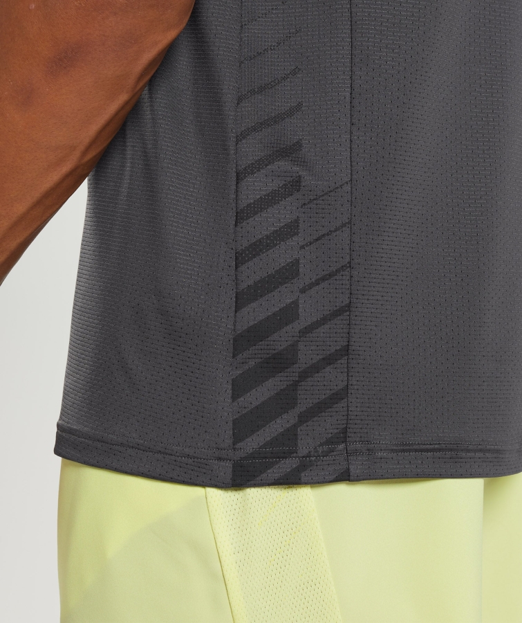 Gymshark Spor çizgili Tişört Oniks Grisi