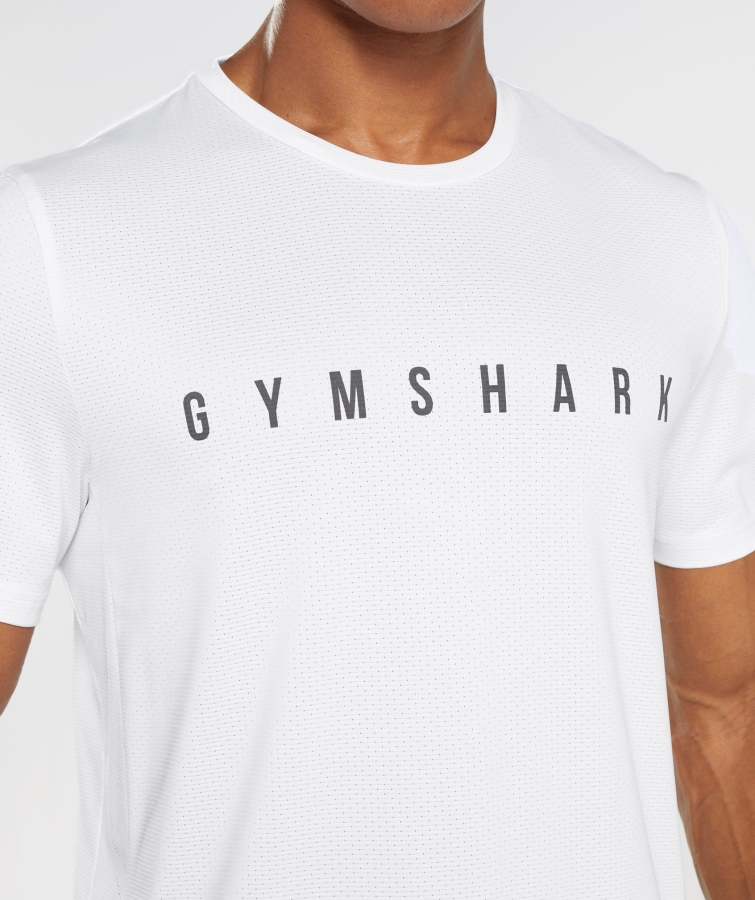 Gymshark Spor çizgili Tişört Beyaz