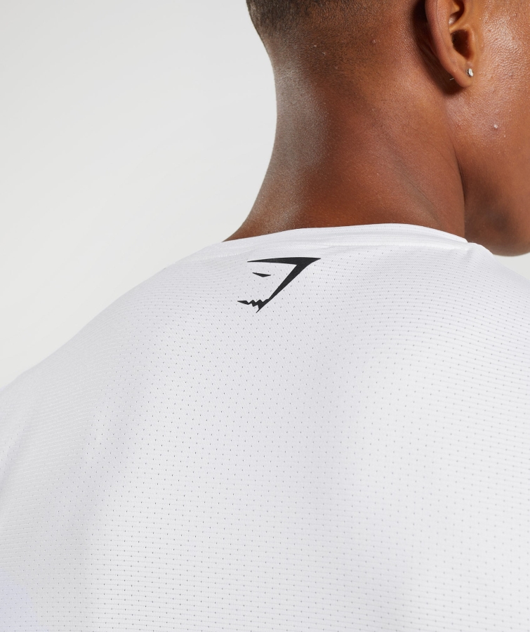 Gymshark Spor çizgili Tişört Beyaz