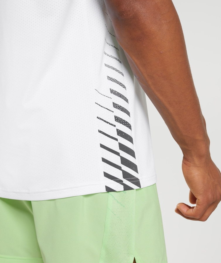 Gymshark Spor çizgili Tişört Beyaz