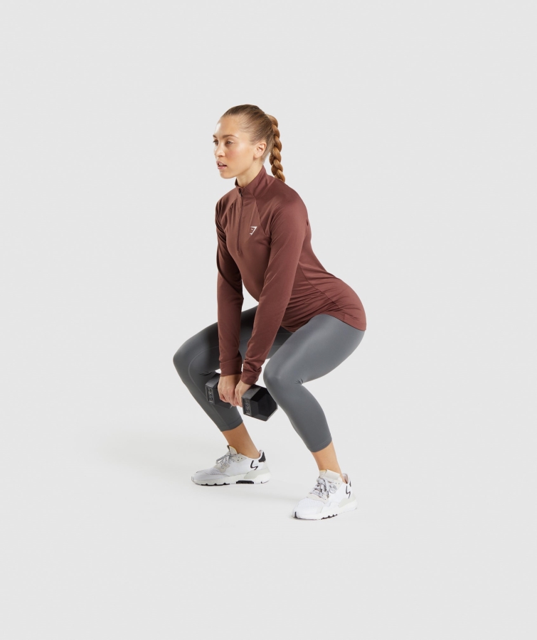 Gymshark Eğitimi 1/4 Fermuarlı Kiraz Kahvesi