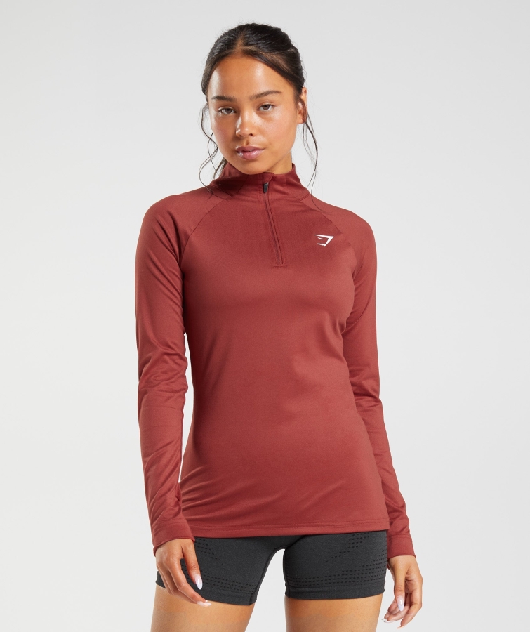 Gymshark Eğitimi 1/4 Zip Gül Ağacı Kırmızı