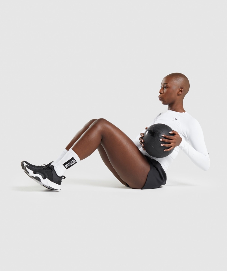 Gymshark Eğitim Taban Katmanı Uzun Kollu üst Beyaz