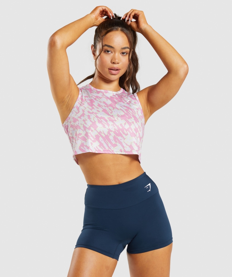 Gymshark Eğitim Mahsul Tankı Pembe Baskı