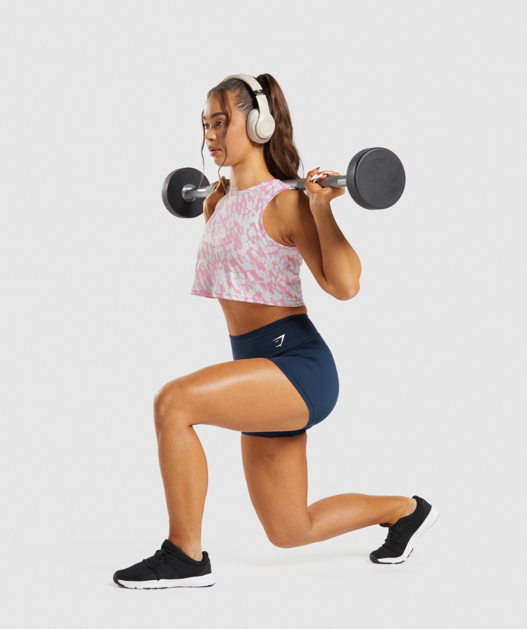 Gymshark Eğitim Mahsul Tankı Pembe Baskı