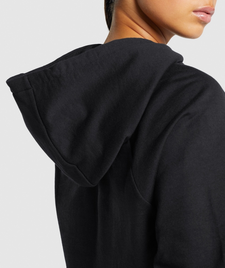 Gymshark Eğitim Kırpılmış Kapüşonlu Kadın Siyah