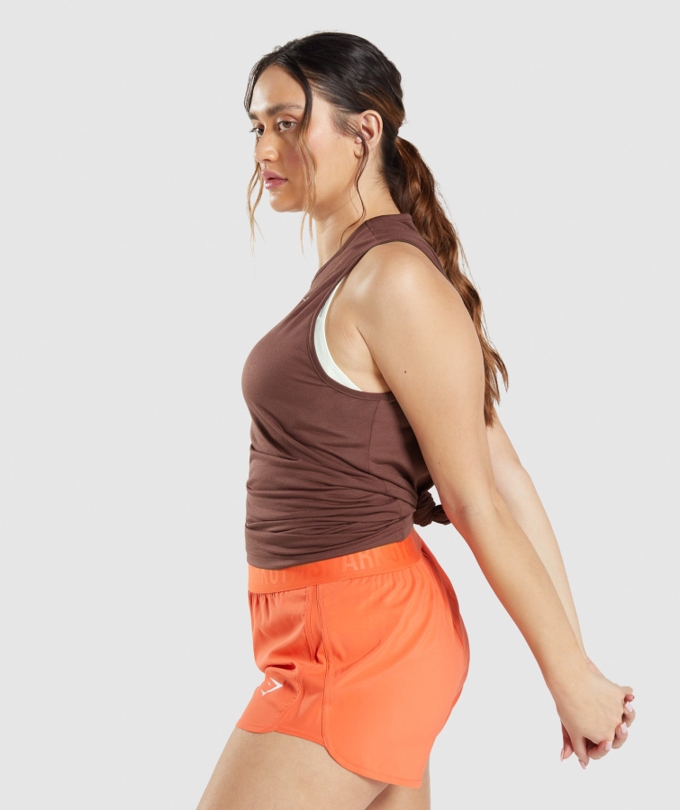 Gymshark Eğitim Açılan Kol Tankı Kiraz Kahverengi