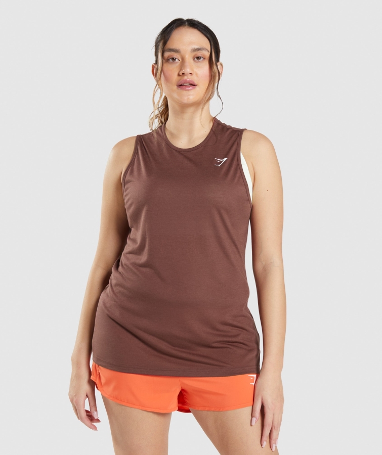 Gymshark Eğitim Açılan Kol Tankı Kiraz Kahverengi