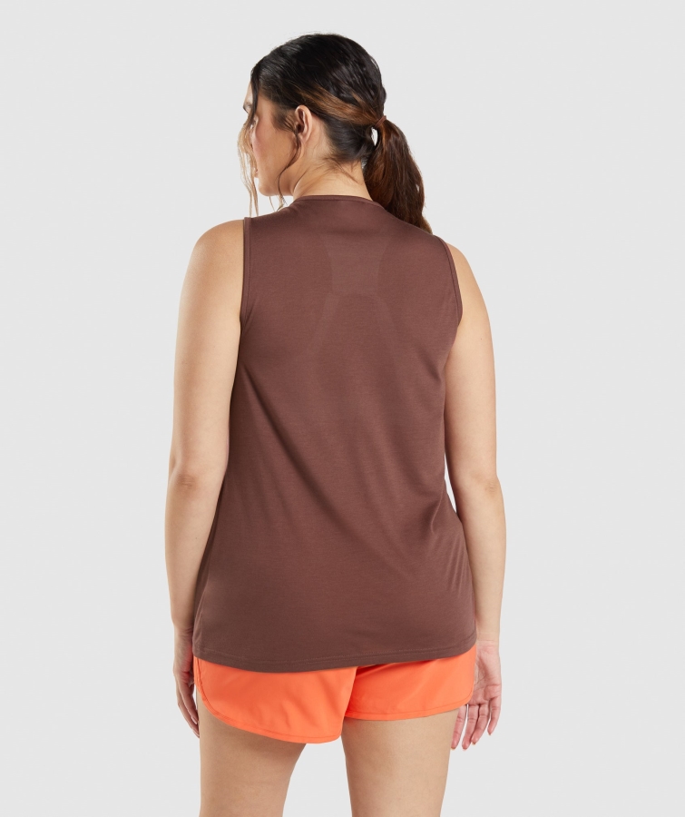 Gymshark Eğitim Açılan Kol Tankı Kiraz Kahverengi