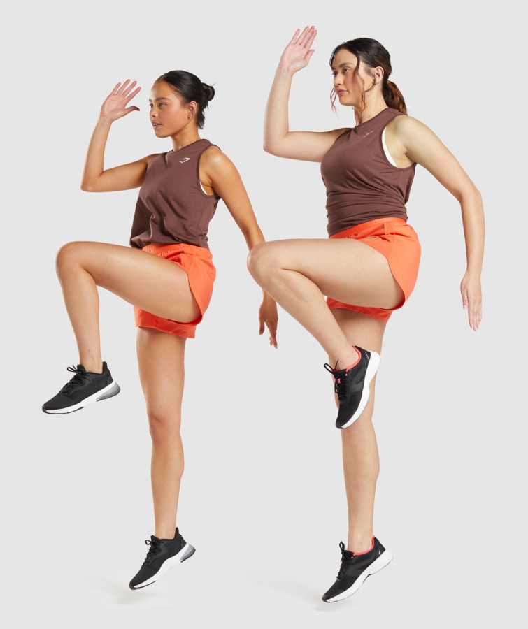 Gymshark Eğitim Açılan Kol Tankı Kiraz Kahverengi