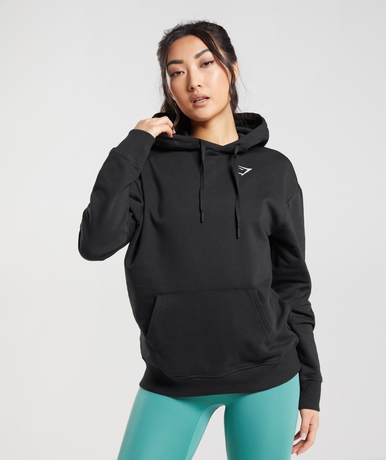 Gymshark Eğitim Büyük Boy Kapşonlu Siyah