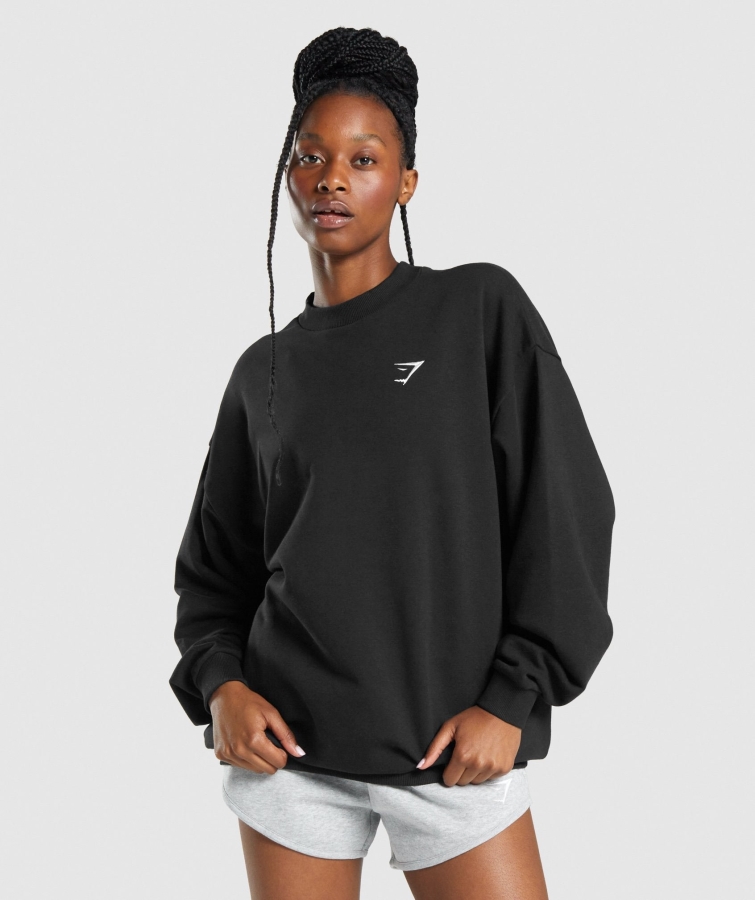 Gymshark Eğitim Büyük Boy Sweatshirt Siyah