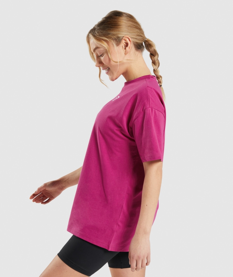 Gymshark Eğitim Büyük Boy Tişört Ejderha Pembe