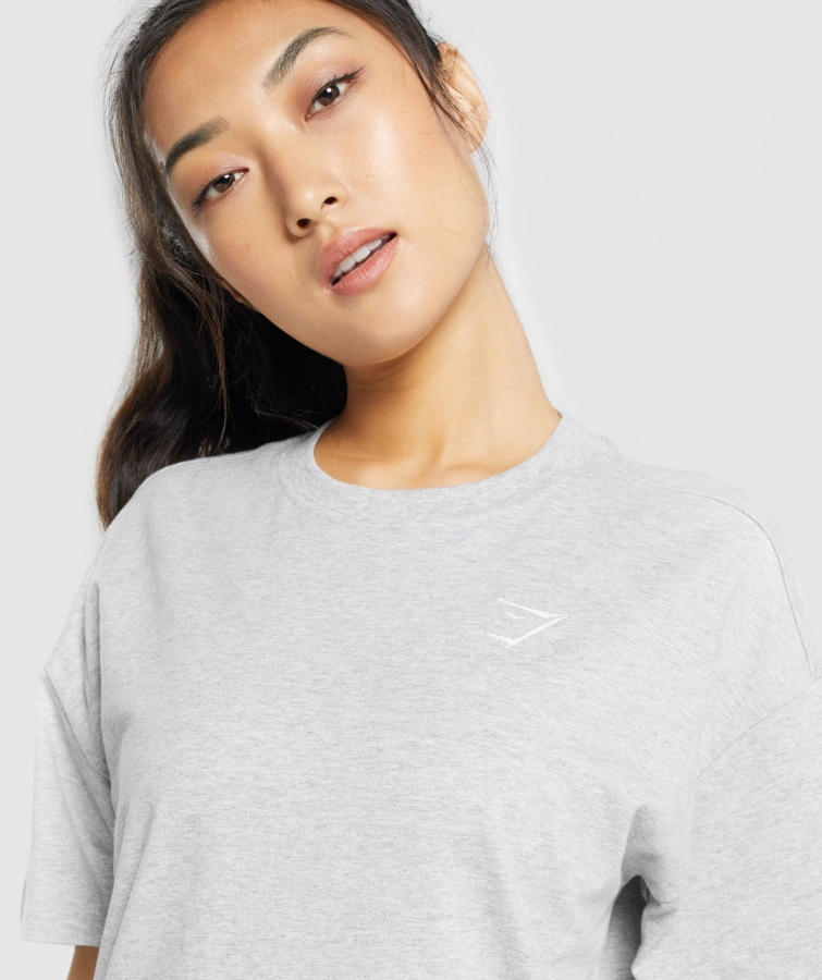 Gymshark Eğitim Büyük Boy Tişört Açık Gri Marn