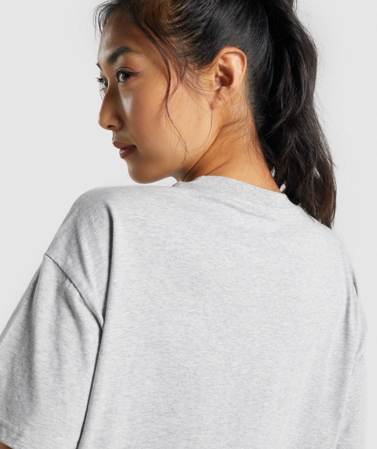 Gymshark Eğitim Büyük Boy Tişört Açık Gri Marn