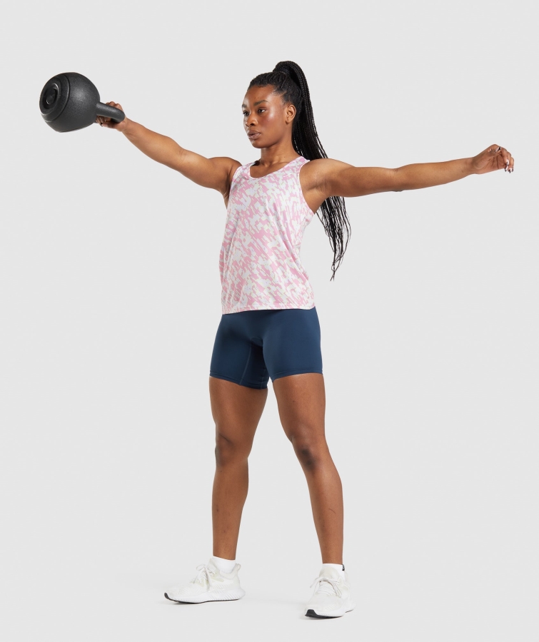 Gymshark Eğitim Tankı Pembe Baskı
