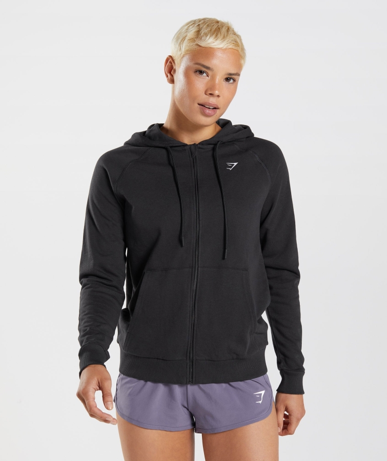 Gymshark Eğitim Zip Kapşonlu Kadın Siyah
