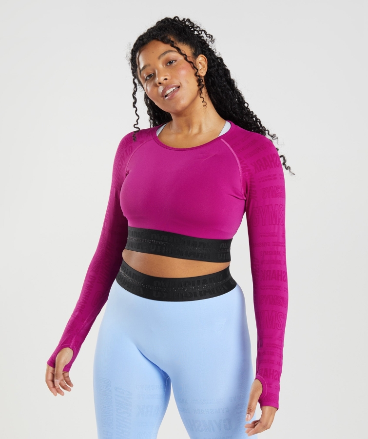 Gymshark Vizyon Uzun Kollu Kırpma üst Ejderha Pembe