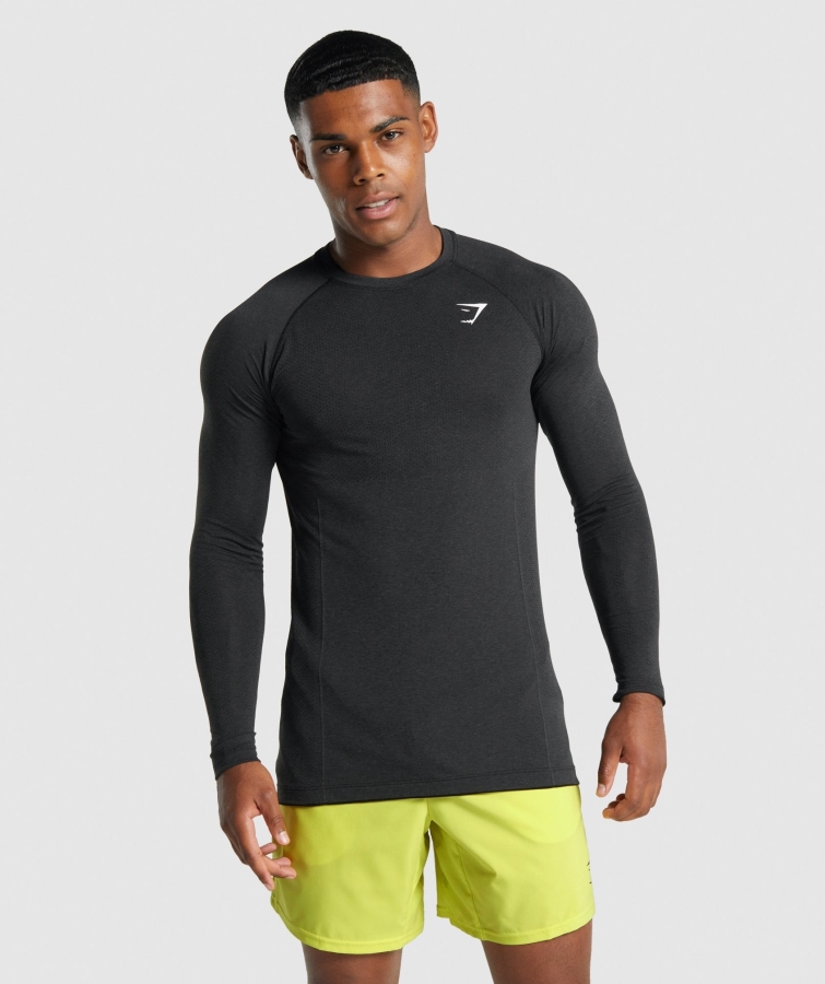 Gymshark Vital ışık Dikişsiz Uzun Kollu Tişört Siyah Marn