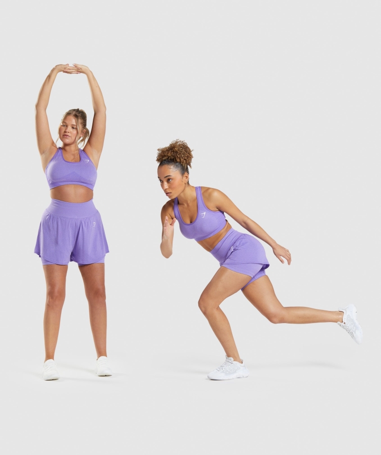 Gymshark Vital Dikişsiz 2.0 2'si 1 Arada şort Parlak Mor Marn