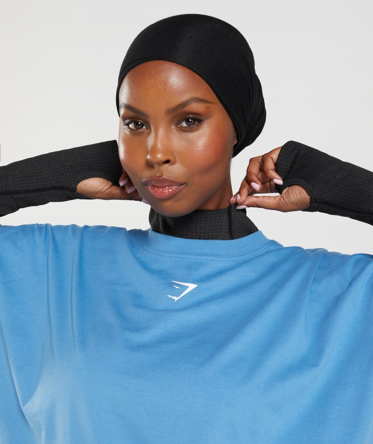 Gymshark Vital Dikişsiz 2.0 Yüksek Boyun Midi üst Siyah Marn