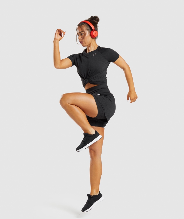 Gymshark Vital Dikişsiz 2.0 Hafif Tişört Siyah Marn