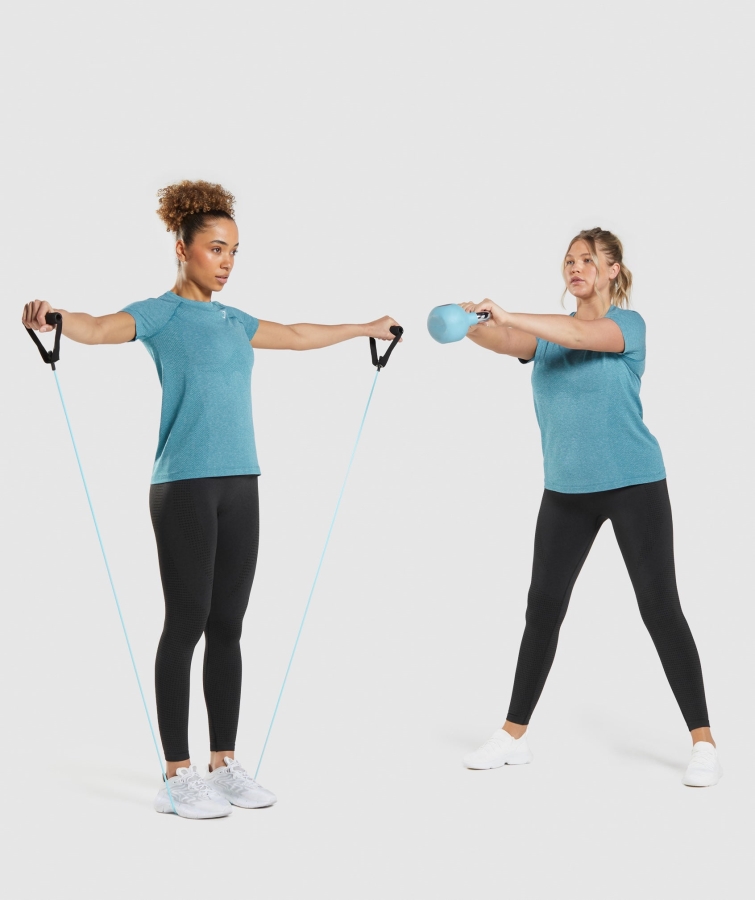 Gymshark Vital Dikişsiz 2.0 Hafif Tişört Tahoe Turkuaz Marl