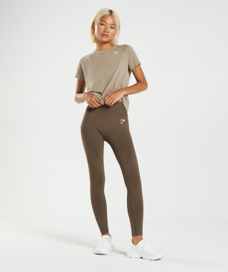 Gymshark Vital Dikişsiz 2.0 Hafif Tişört Vanilyalı Kahverengi Marn