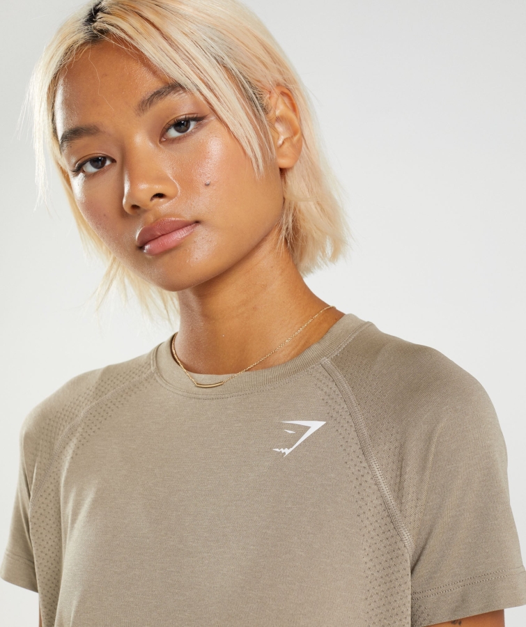 Gymshark Vital Dikişsiz 2.0 Hafif Tişört Vanilyalı Kahverengi Marn