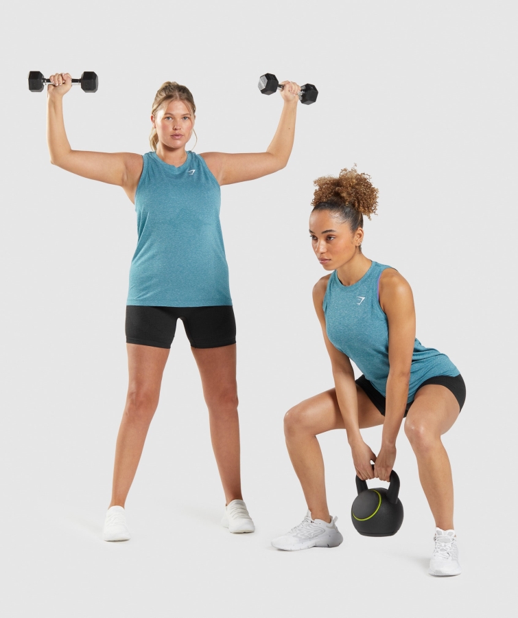 Gymshark Vital Dikişsiz 2.0 Hafif Tank Tahoe Deniz Mavisi Marn