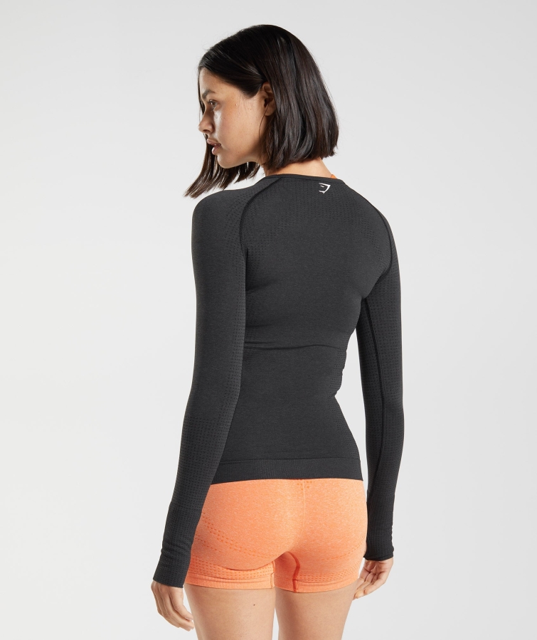 Gymshark Vital Dikişsiz 2.0 Uzun Kollu üst Siyah Marn
