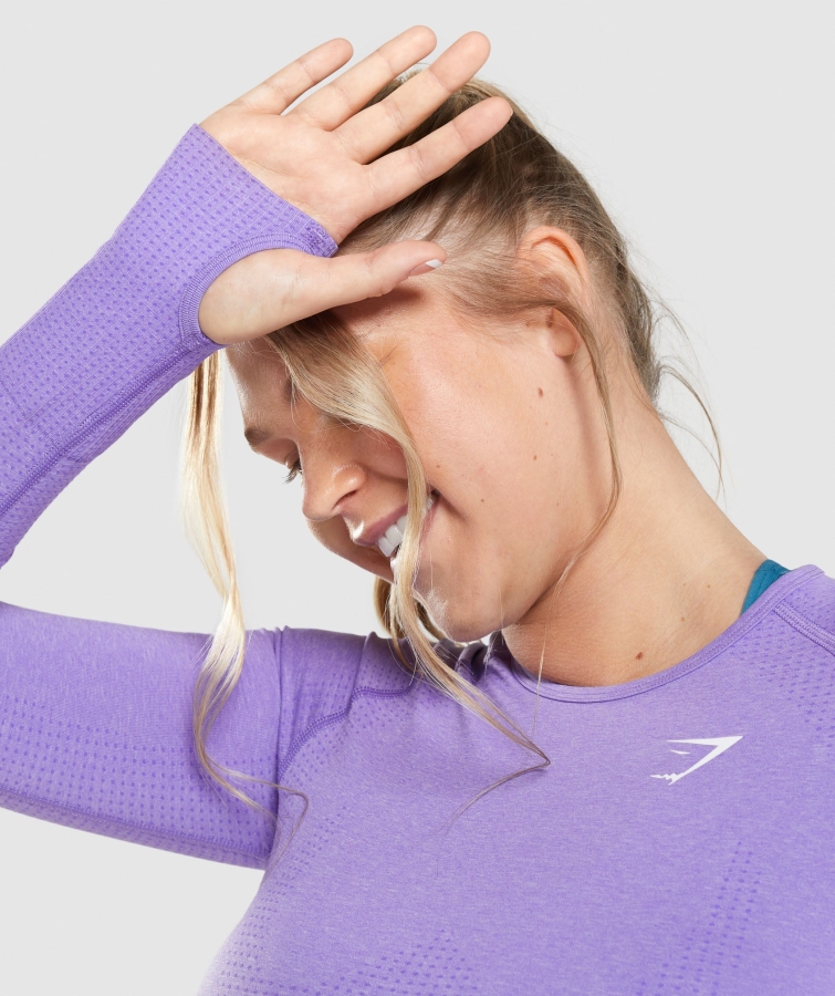 Gymshark Vital Dikişsiz 2.0 Uzun Kollu üst Parlak Mor Marn
