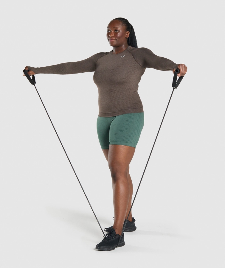 Gymshark Vital Dikişsiz 2.0 Uzun Kollu üst Kahverengi Marn