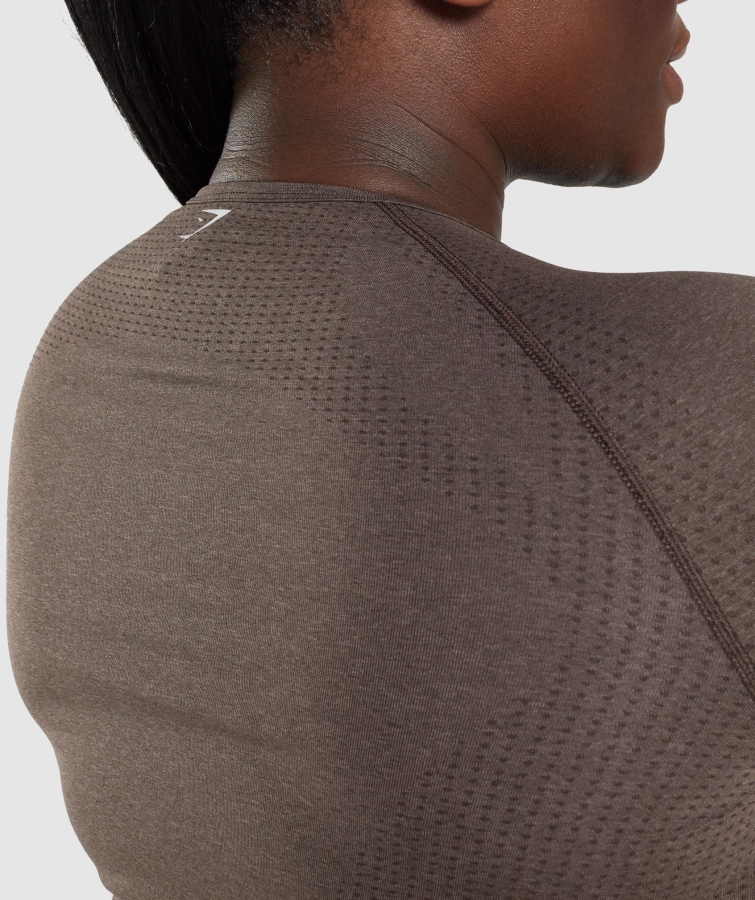 Gymshark Vital Dikişsiz 2.0 Uzun Kollu üst Kahverengi Marn