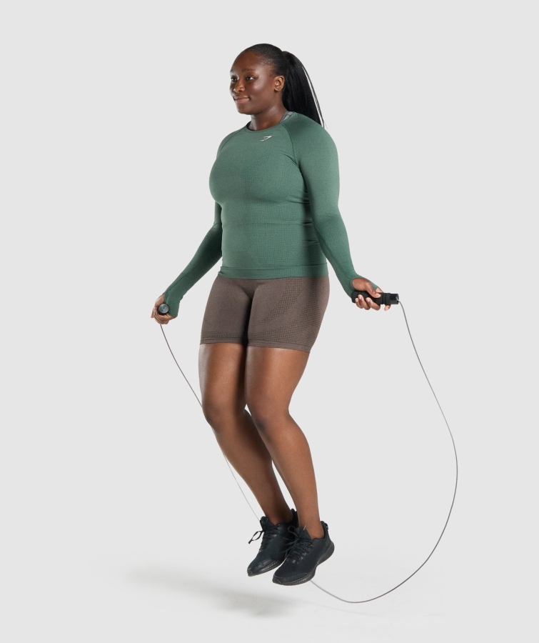Gymshark Vital Dikişsiz 2.0 Uzun Kollu üst Koyu Yeşil Marn