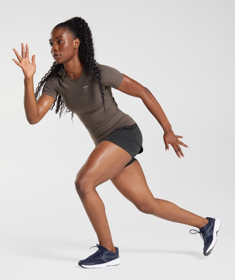 Gymshark Vital Dikişsiz 2.0 Tişört Kahverengi Marn