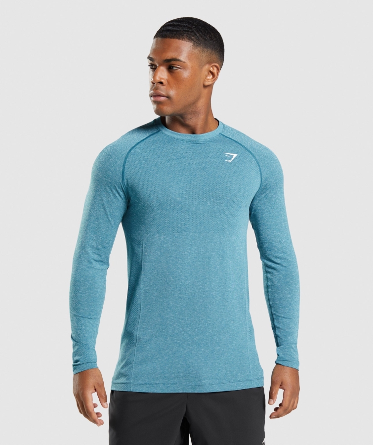 Gymshark Vital Dikişsiz Hafif Uzun Kollu Tişört Tahoe Turkuaz Marl