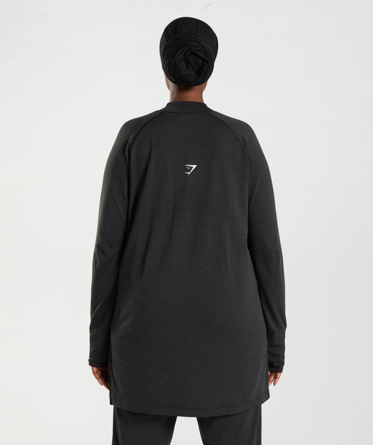 Gymshark Hayati Kesintisiz Uzun çizgi Top Siyah Marn